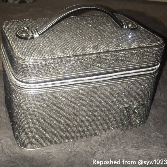 Victoria's Secret Makeup Case sparkly train case hard bag travel makeup skincare - Picture 1 of 3